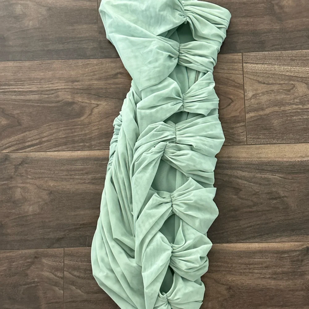 Mistress Rocks “Sitting Pretty” Mint Mesh Cut Out Dress - Picture 4 of 6